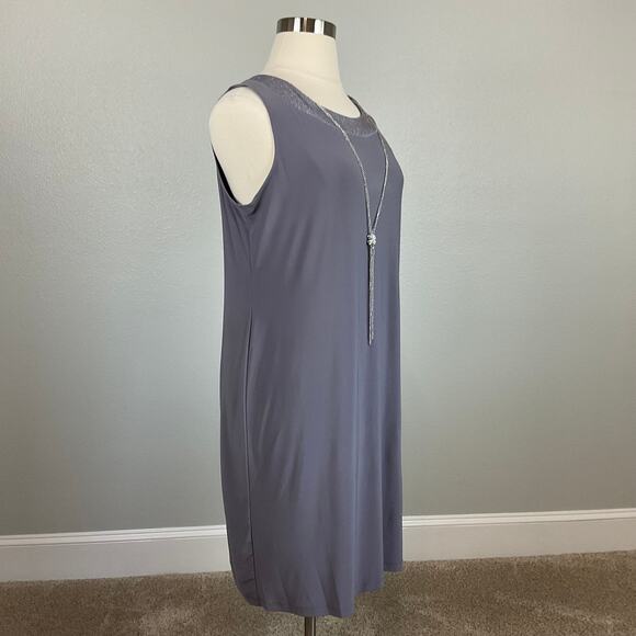 Two-Piece Shift Cocktail Dress and Jacket Size 14W Silver Metallic R&M Richards - Picture 8 of 15